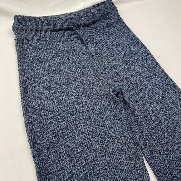 Athleta Reverie Wide Leg Lounge Pants Womens Medium Blue Heather Sweater Knit - Picture 2 of 13